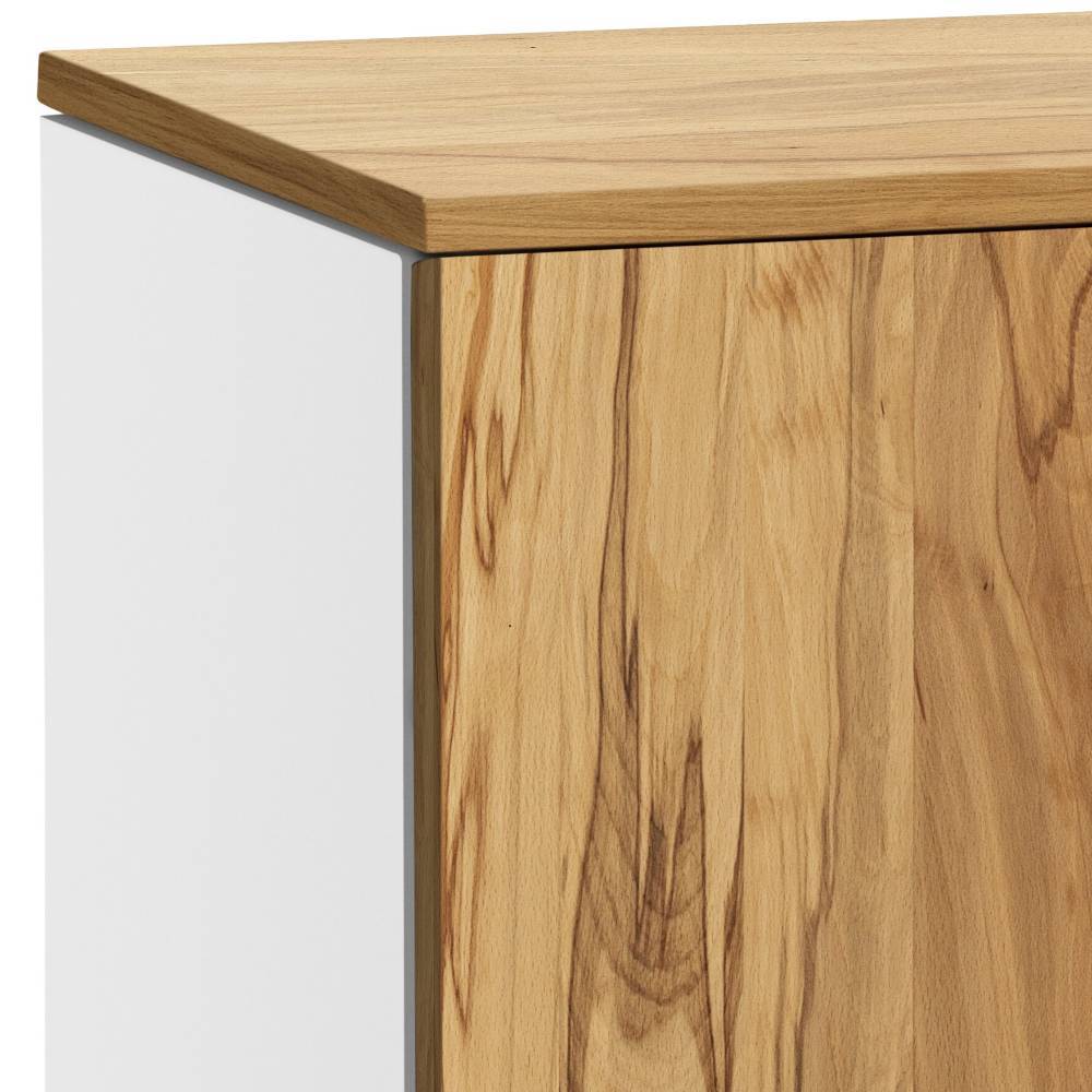 Wohnzimmer Kommode Yavunan in Wildbuchefarben & Weiß 135 cm breit