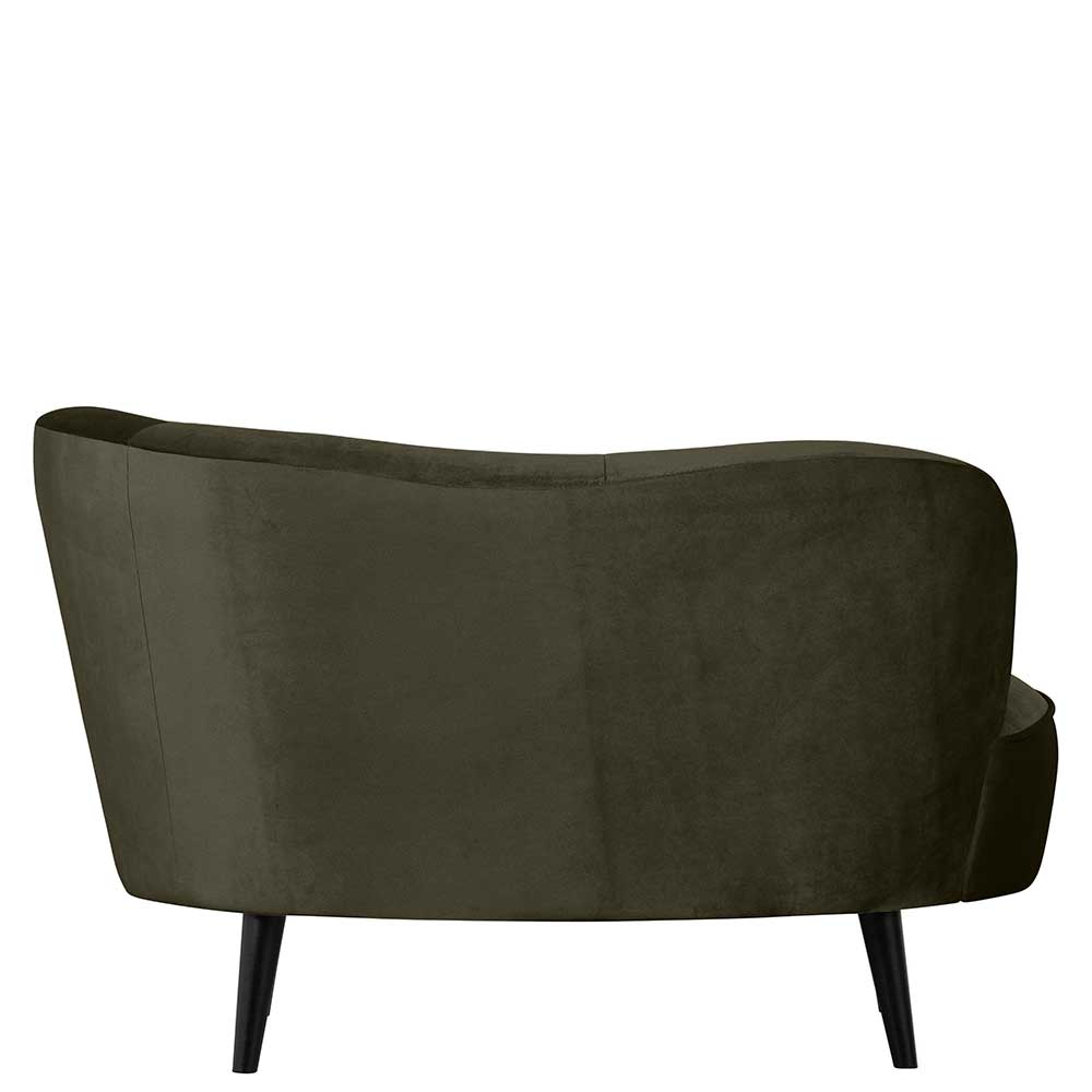 Lounge Einsitzer Sofa Corsica in Dunkelgrün Samt Rücken echt bezogen