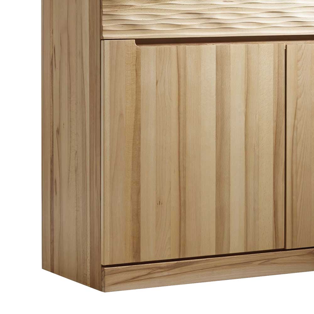 Massivholz Highboard Suvanica aus Kernbuche mit Beleuchtung