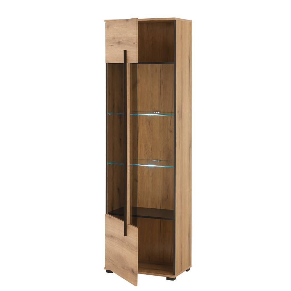 Wohnzimmerschrankwand Cemutra in Eichefarben 200 cm hoch (vierteilig)