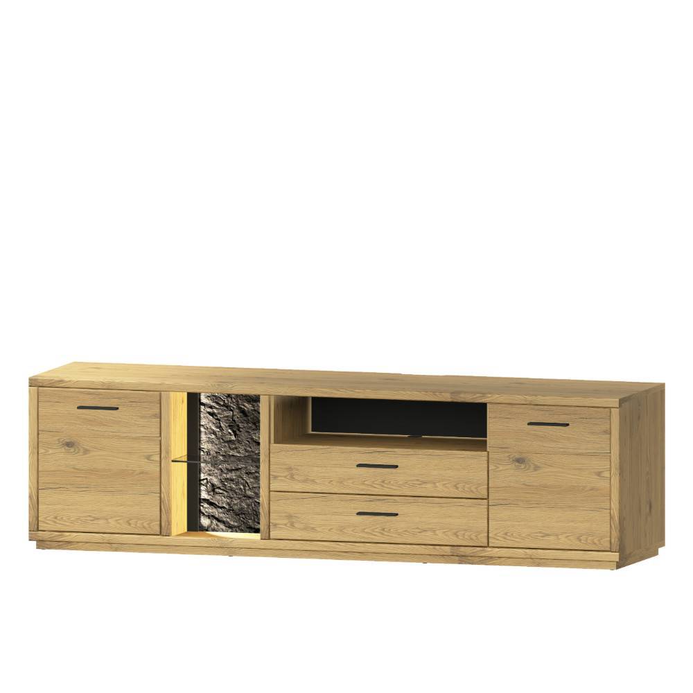 Wohnwand Ostoro 206 cm hoch in Wildeiche Bianco (zweiteilig)