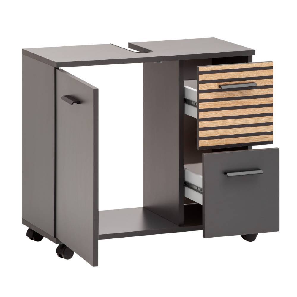 Waschbeckenunterschrank Bennus auf Rollen in modernem Design