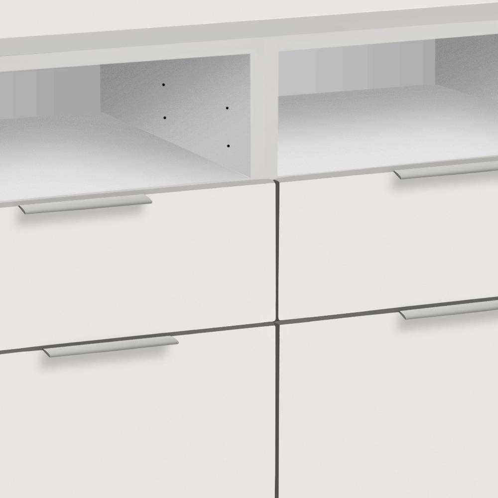 TV Lowboard Fina in Weiß mit vier Schubladen
