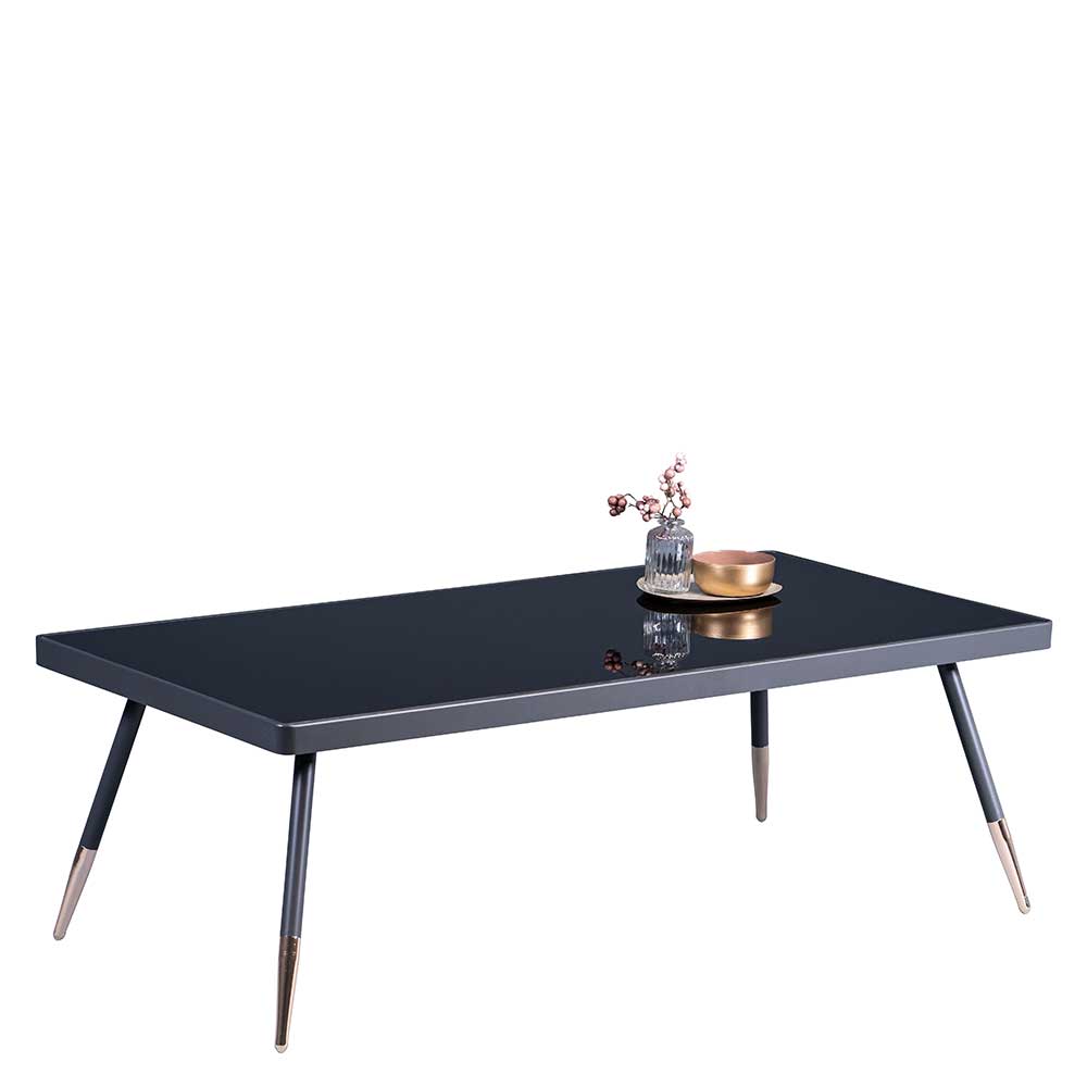 Schwarzer Salontisch Turazau aus Metall und Sicherheitsglas