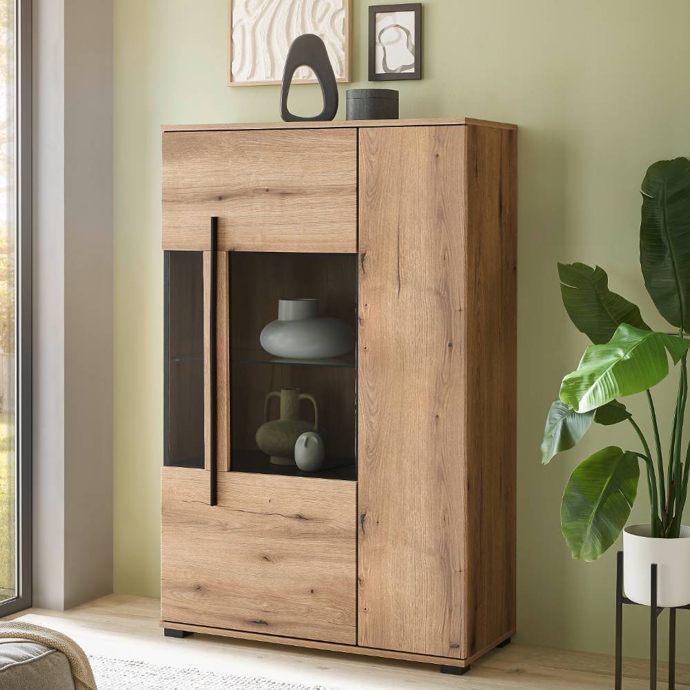 TV Wohnwand Cemutra in modernem Design - Eichefarben (vierteilig)