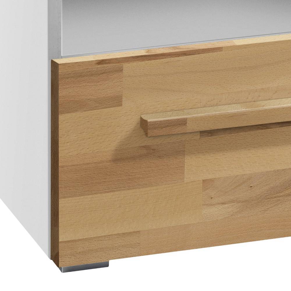 Fernseh Unterschrank Richard in Weiß und Kernbuchefarben