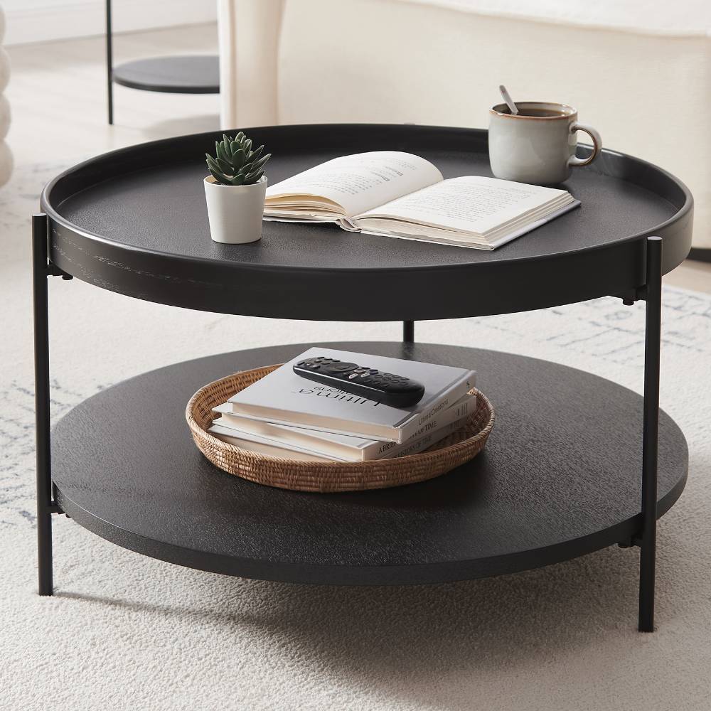 Couchtisch Nuvellas in runder Form - Schwarz