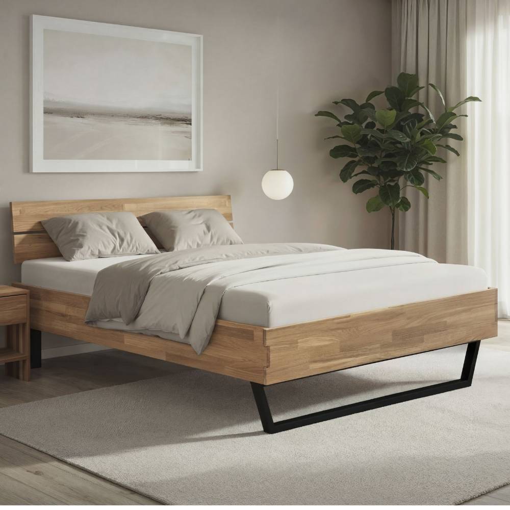 Massivholzbettgestell Dango im Industry und Loft Stil 45 cm Einstiegshöhe