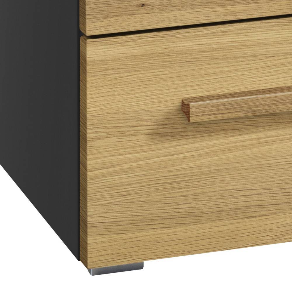 Schubladen Sidebord Udom in Anthrazit und Eiche hell