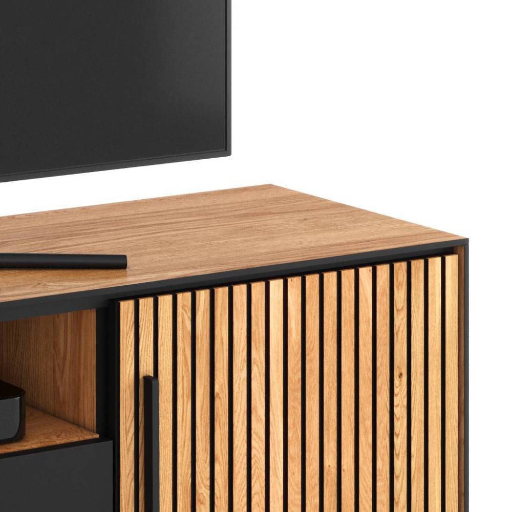 TV Lowboard Laviella in Eichefarben und Schwarz
