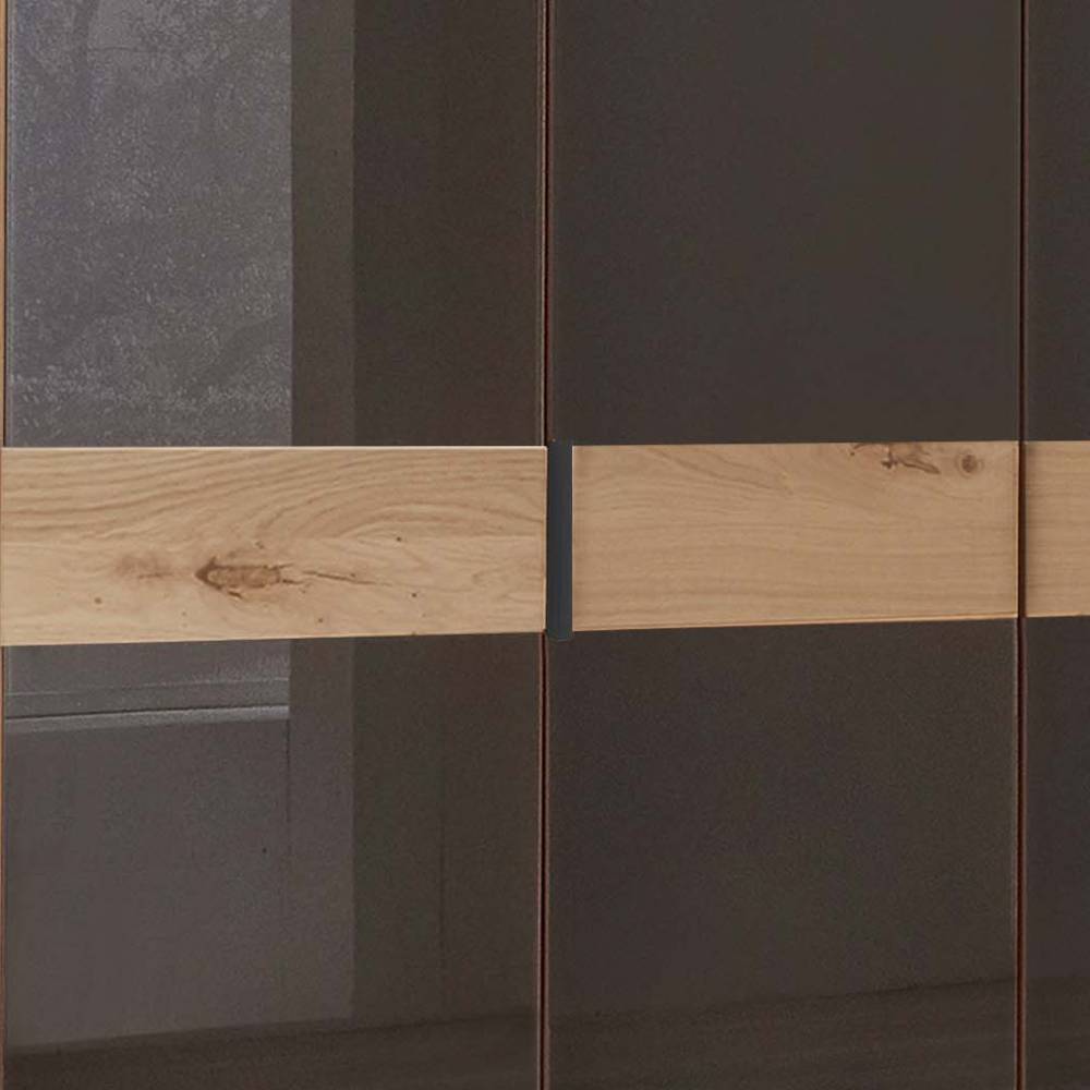 Kleiderschrank mit Glasfront Merkur in Eiche Bianco und Dunkelbraun