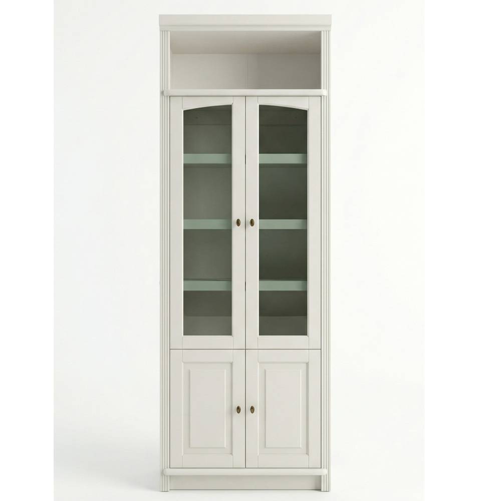 Bücher Vitrine Phil in Cremeweiß aus Kiefer Massivholz