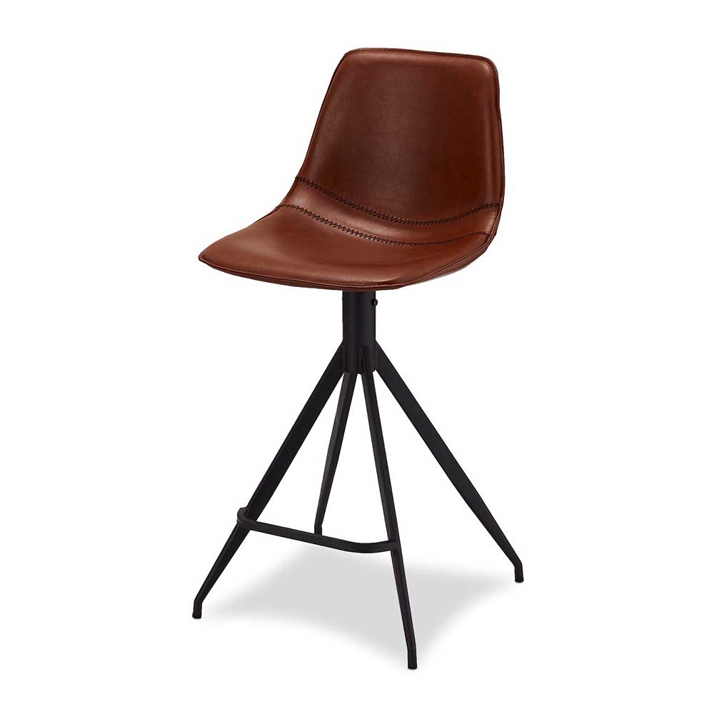 Barstühle Javirella in Cognac Braun Kunstleder drehbar (2er Set)