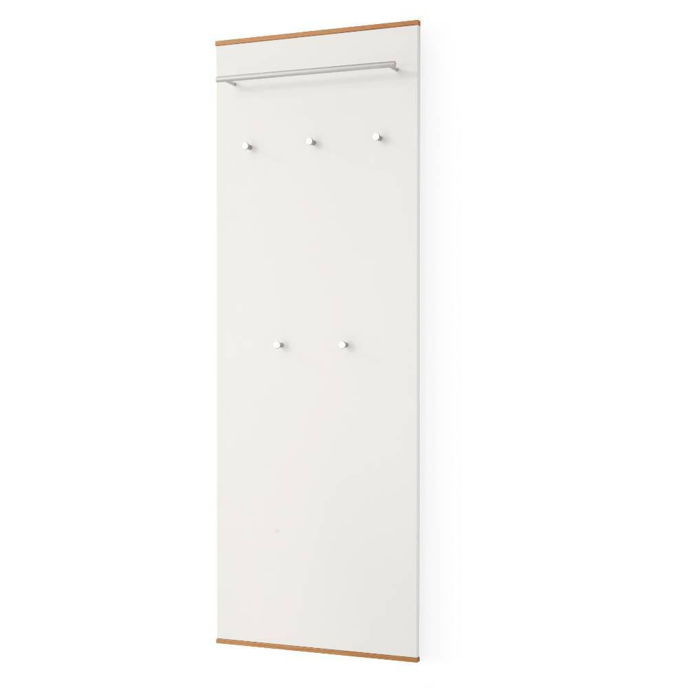 Wandgarderobenleiste Bedina in Weiß und Eiche Bianco