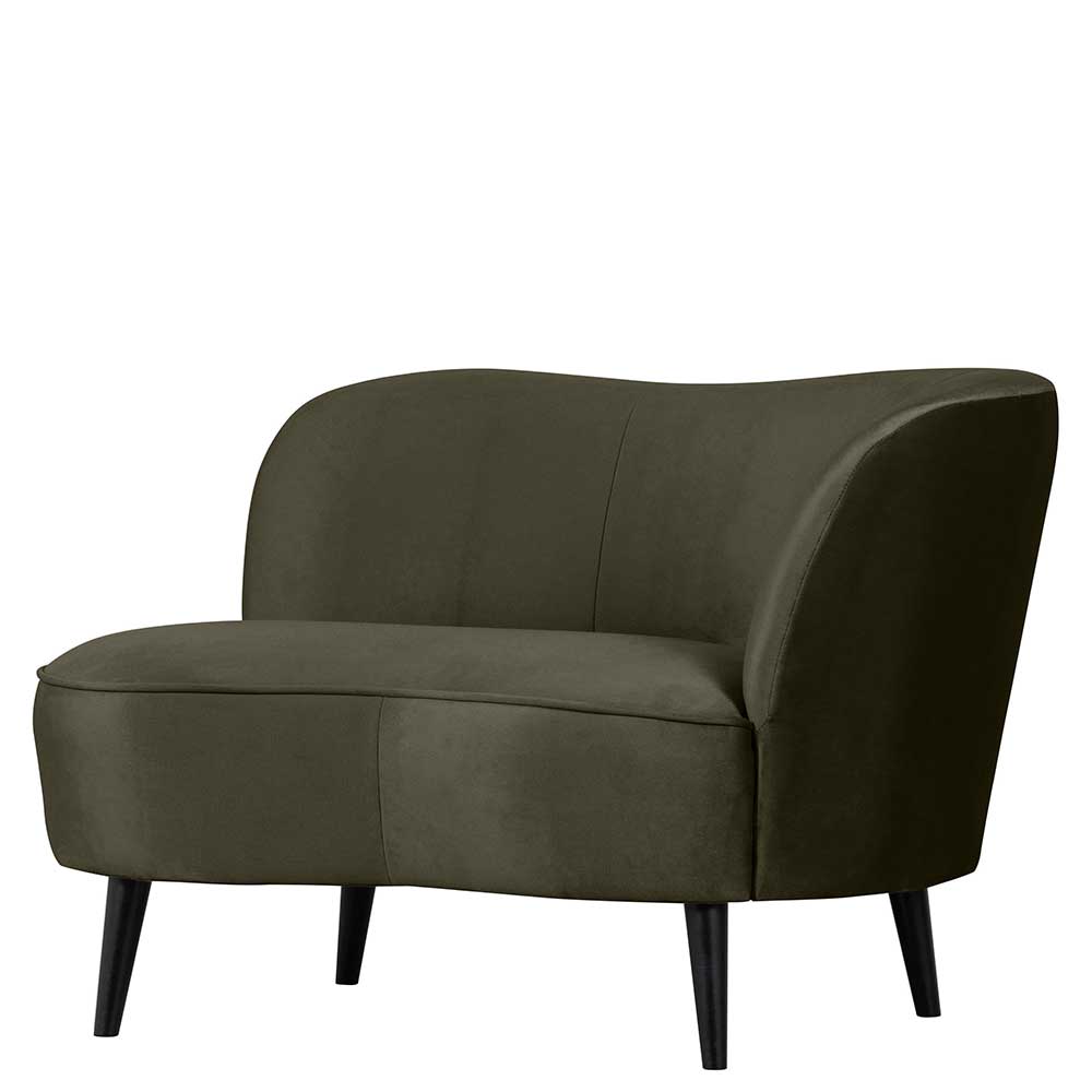 Lounge Einsitzer Sofa Corsica in Dunkelgrün Samt Rücken echt bezogen