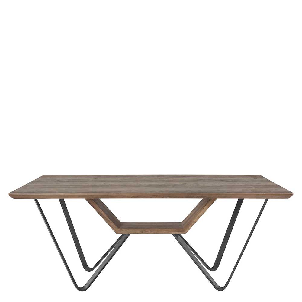 Esszimmer Tisch modern Landira in Schwarz und Eichefarben mit Ablage