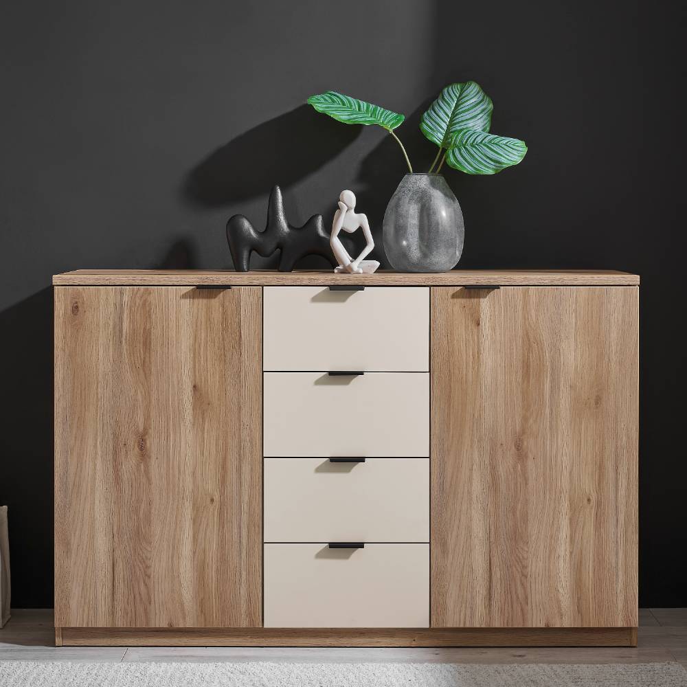 Sideboard Mero in Wildeichefarben mit vier Schubladen