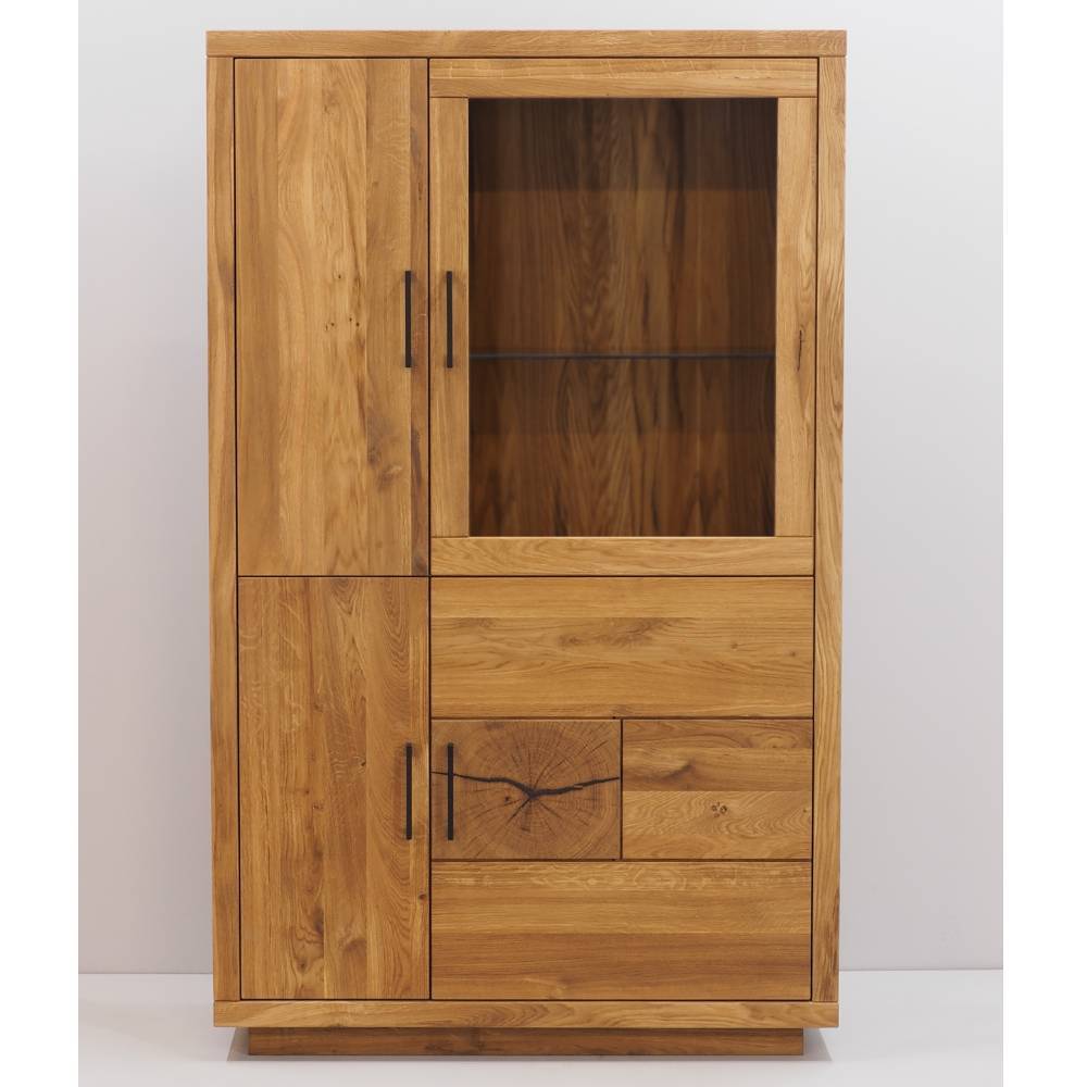 Vitrinenschrank Lasito aus Eiche Massivholz geölt