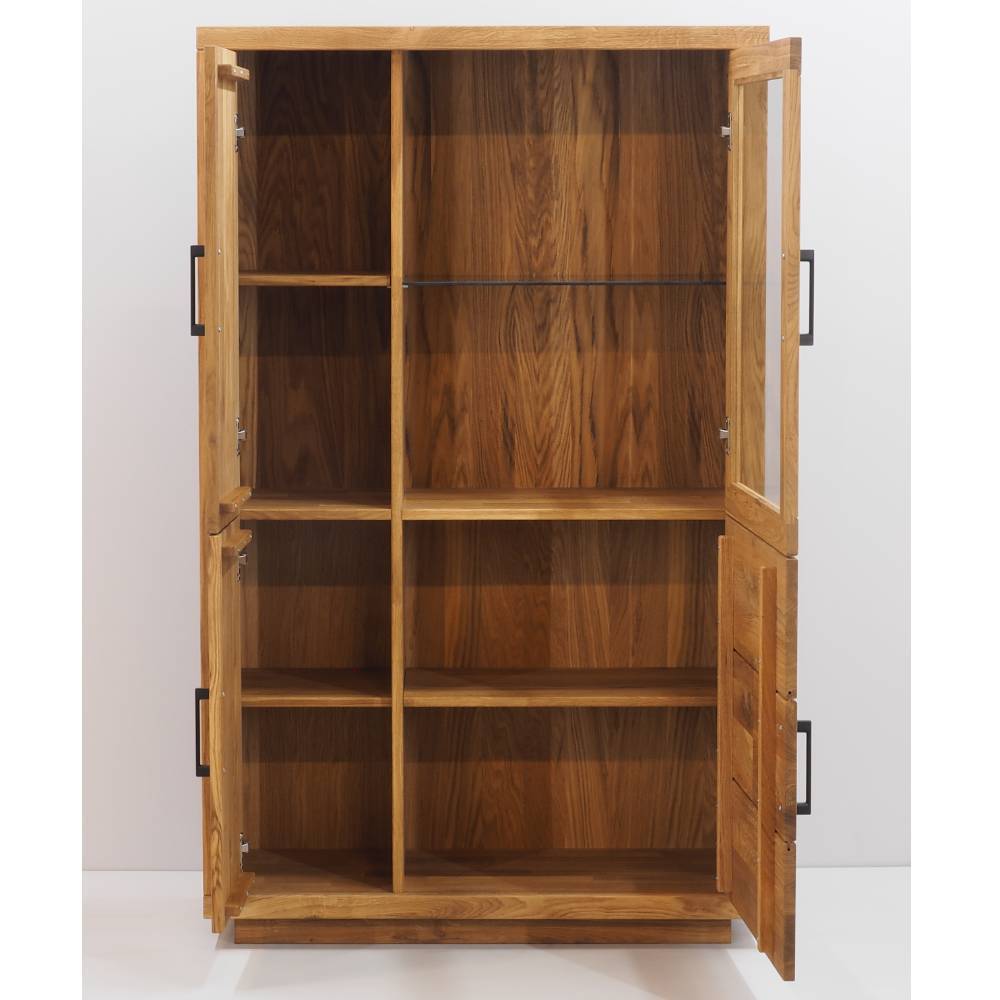 Vitrinenschrank Lasito aus Eiche Massivholz geölt