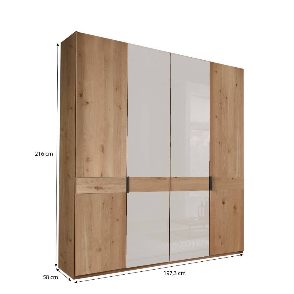 Drehtürschrank Durac in Eiche Bianco und Weiß