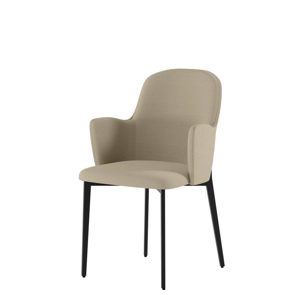 Esszimmerarmlehnstuhl Adamsaq in Beige aus Strukturstoff (4er Set)