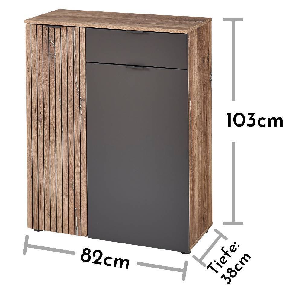 Garderobenkommode Clusego in Wildeiche dunkel 103 cm hoch