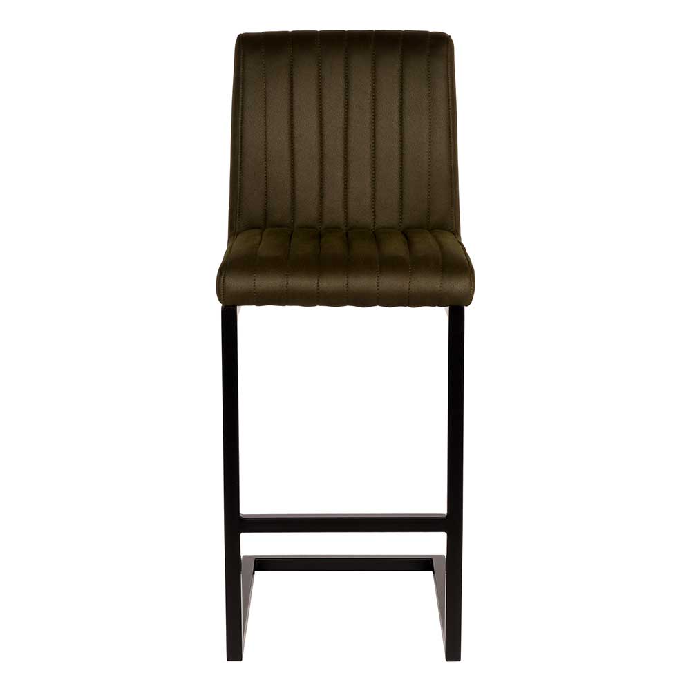 Barstuhl Set Aude mit Microfaser Bezug Oliv 66 cm Sitzhöhe (2er Set)