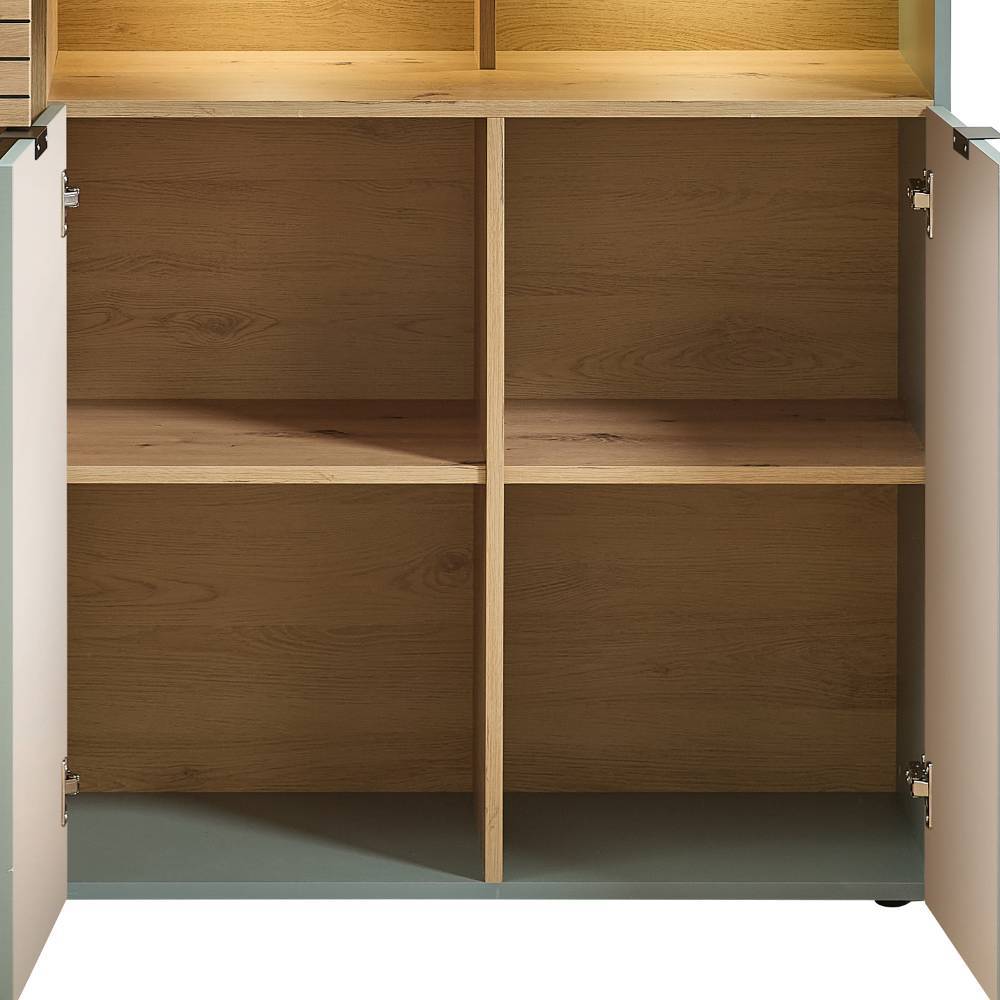Wohnzimmer Highboard Ilitalcon in Graugrün mit zwei offenen Fächern