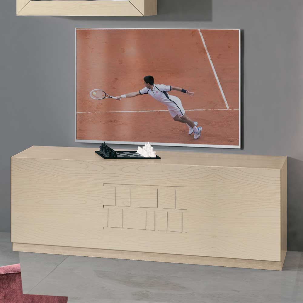 Ansprechendes TV Board Eliotta in Esche hell furniert 120 cm breit