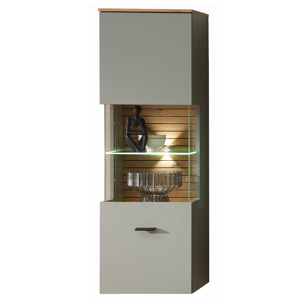 Vitrine Ilitalcon in Graugrün und Wildeichefarben
