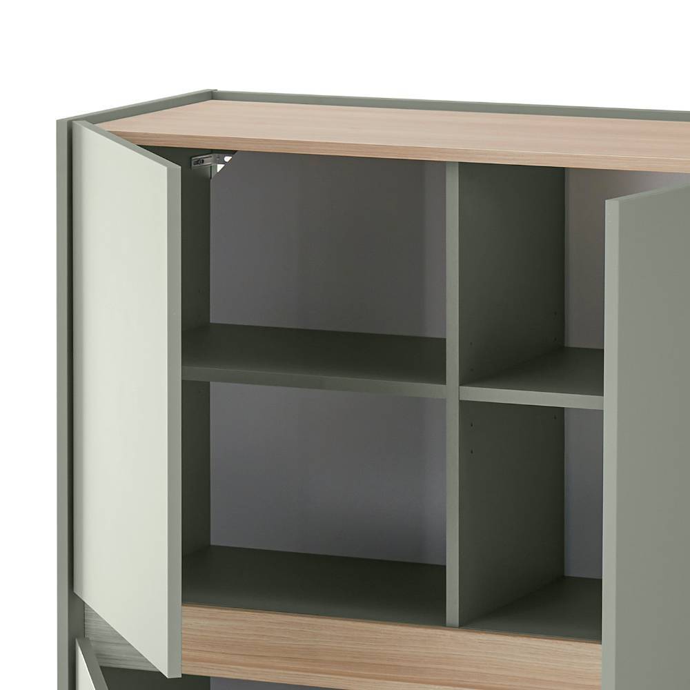 Wohnzimmerschrankwand Ulfava in Graugrün 320 cm breit (dreiteilig)
