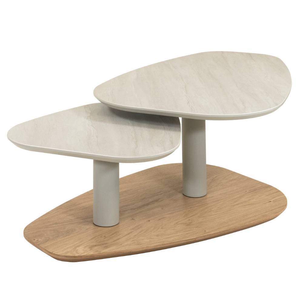 Designercouchtisch Vanskupa auf Säulengestell in ovaler Form