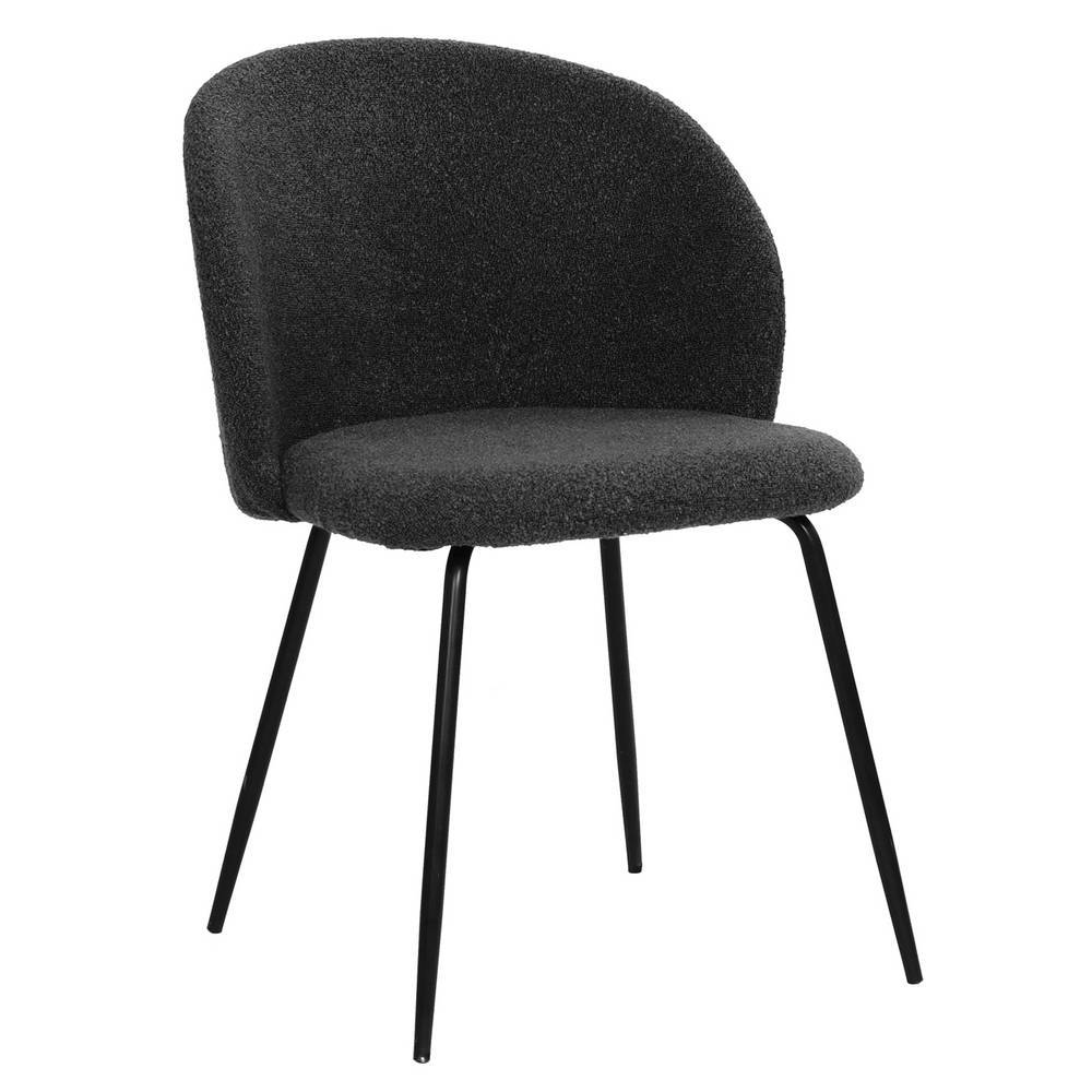 Esszimmerstuhl Rissino in Schwarz aus Strukturstoff (2er Set)