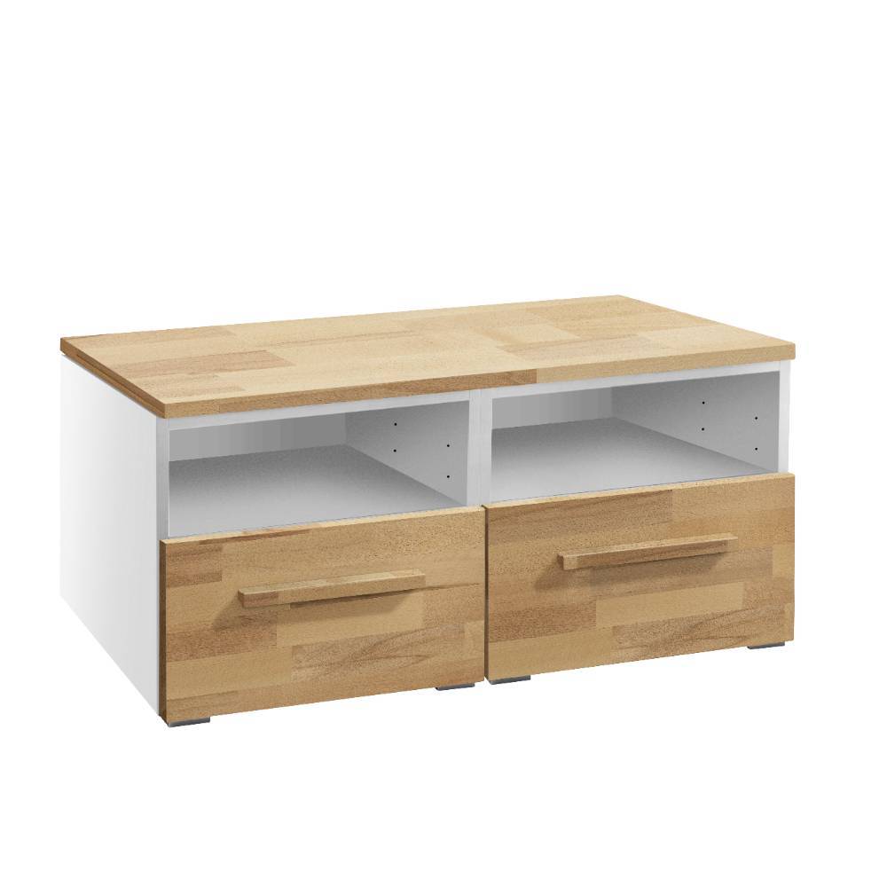 Fernseh Unterschrank Richard in Weiß und Kernbuchefarben