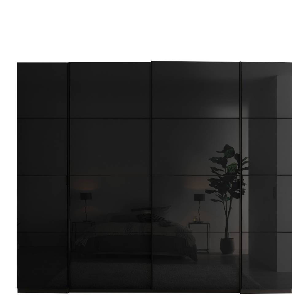 Kleiderschrank Giglio in Schwarz Front glasbeschichtet