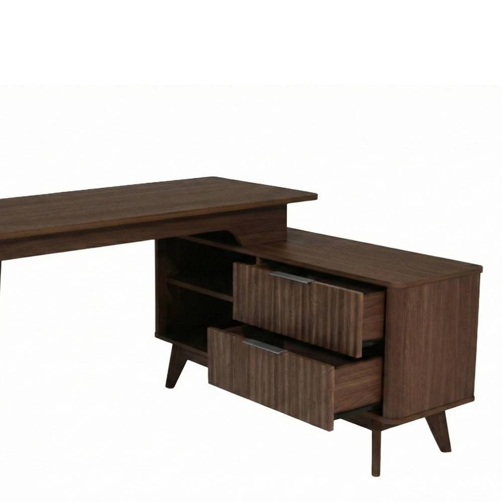 Designschreibtisch Alcarisa im Retrostil mit zwei Schubladen