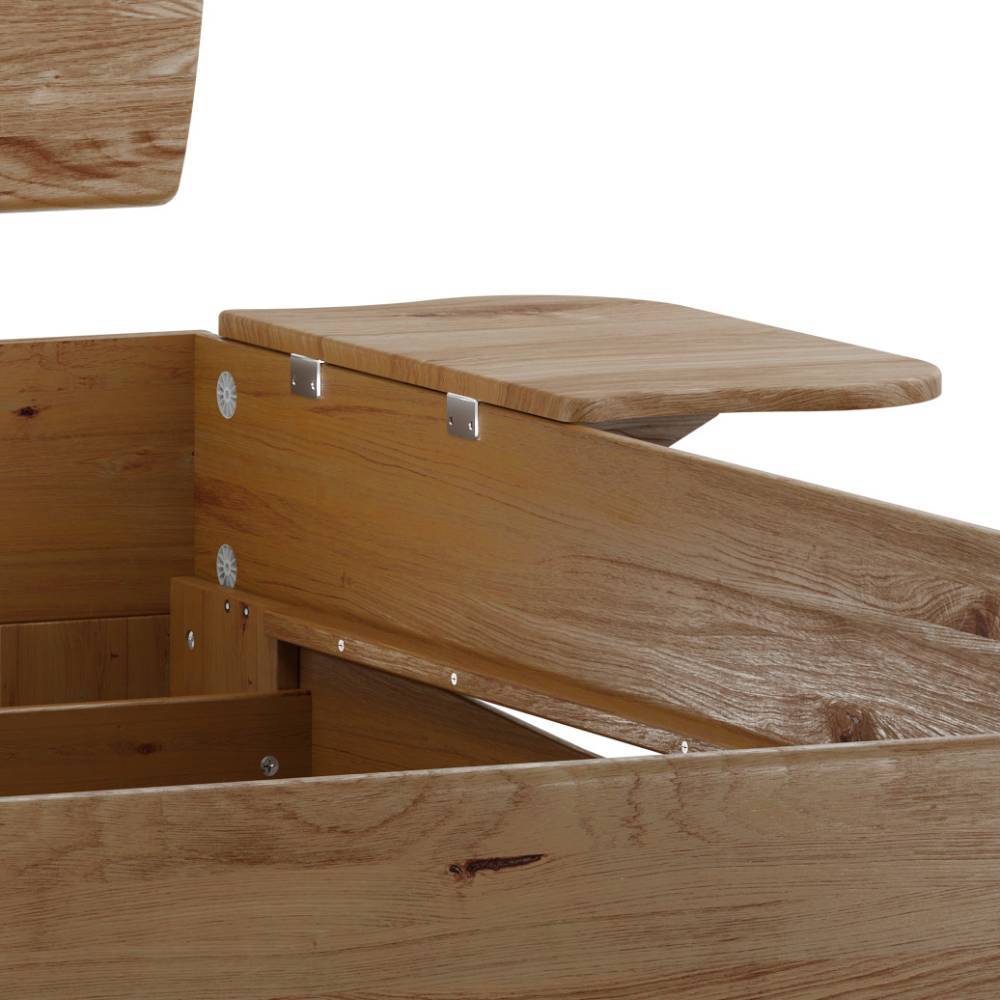 Schubkastenbett Ovidiu aus Wildeiche Massivholz 98 cm Kopfteil
