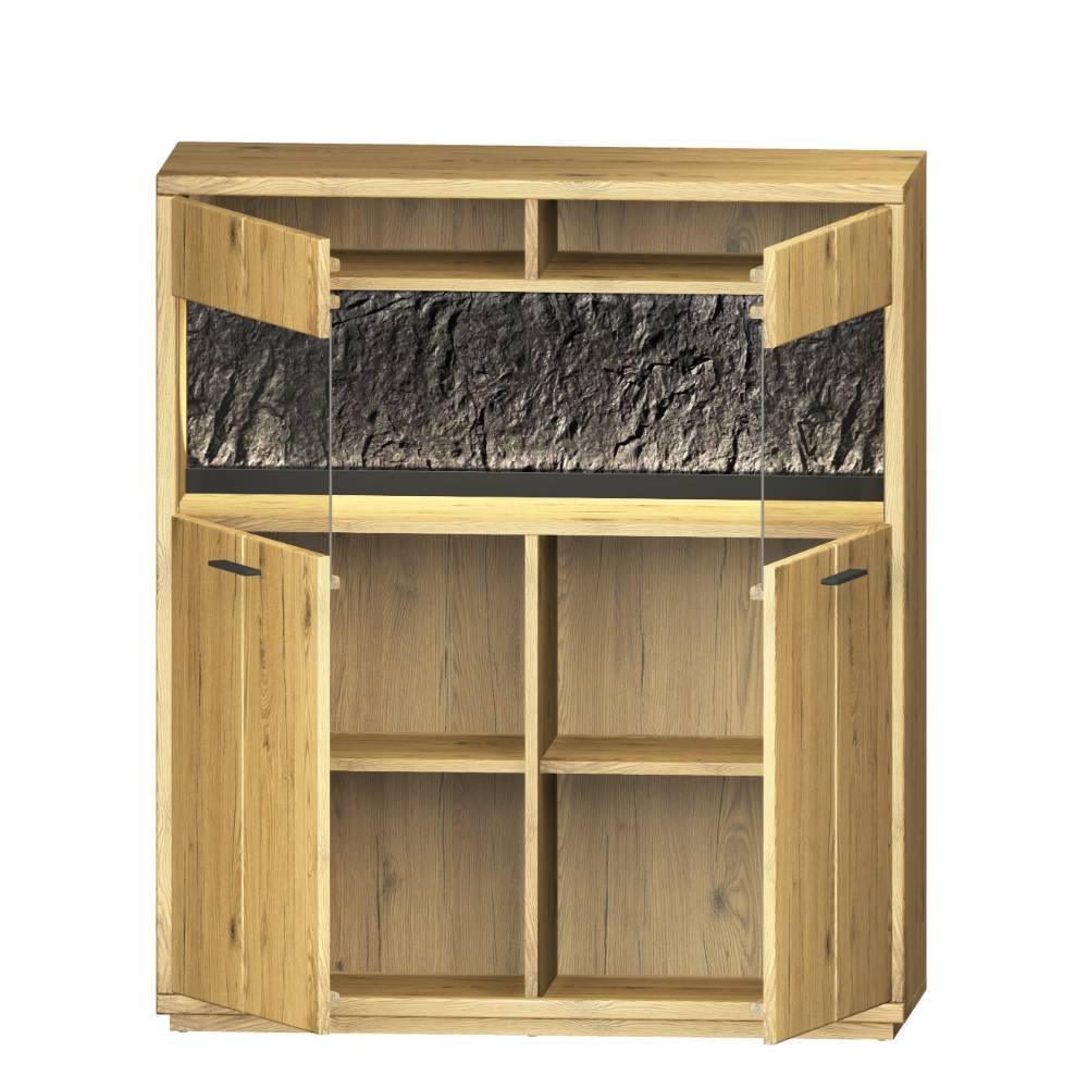 Wohnwand Holz Ostoro in Wildeiche Bianco und modernem Design (dreiteilig)