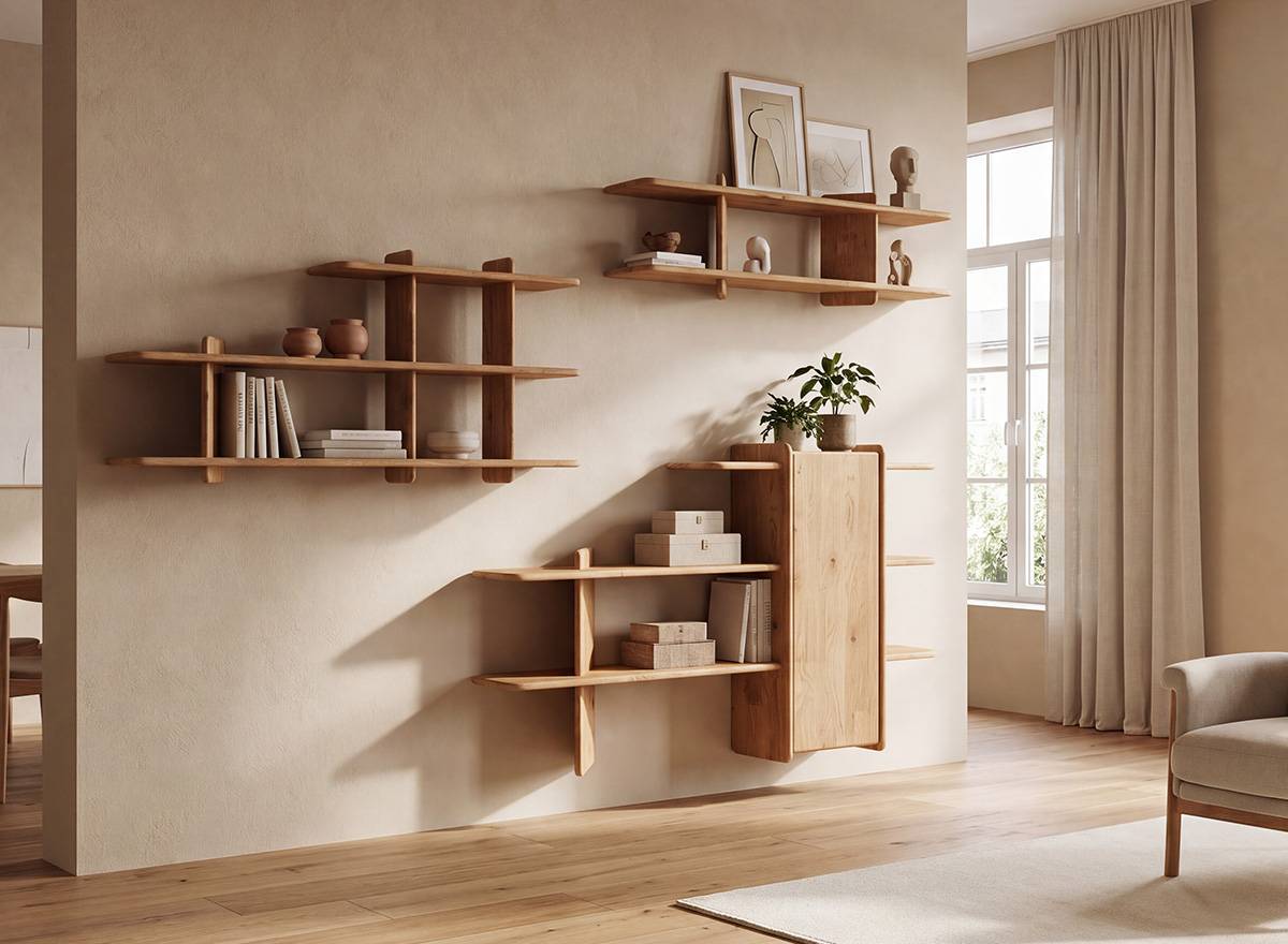 Skandi Design Regal Castlon aus Eiche Massivholz gebleicht