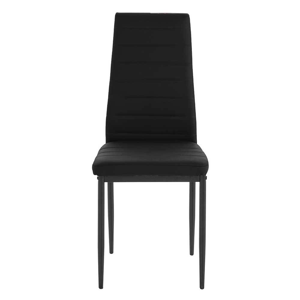 Moderne Esszimmerstühle Ciano aus Kunstleder und Metall in Schwarz (Set)
