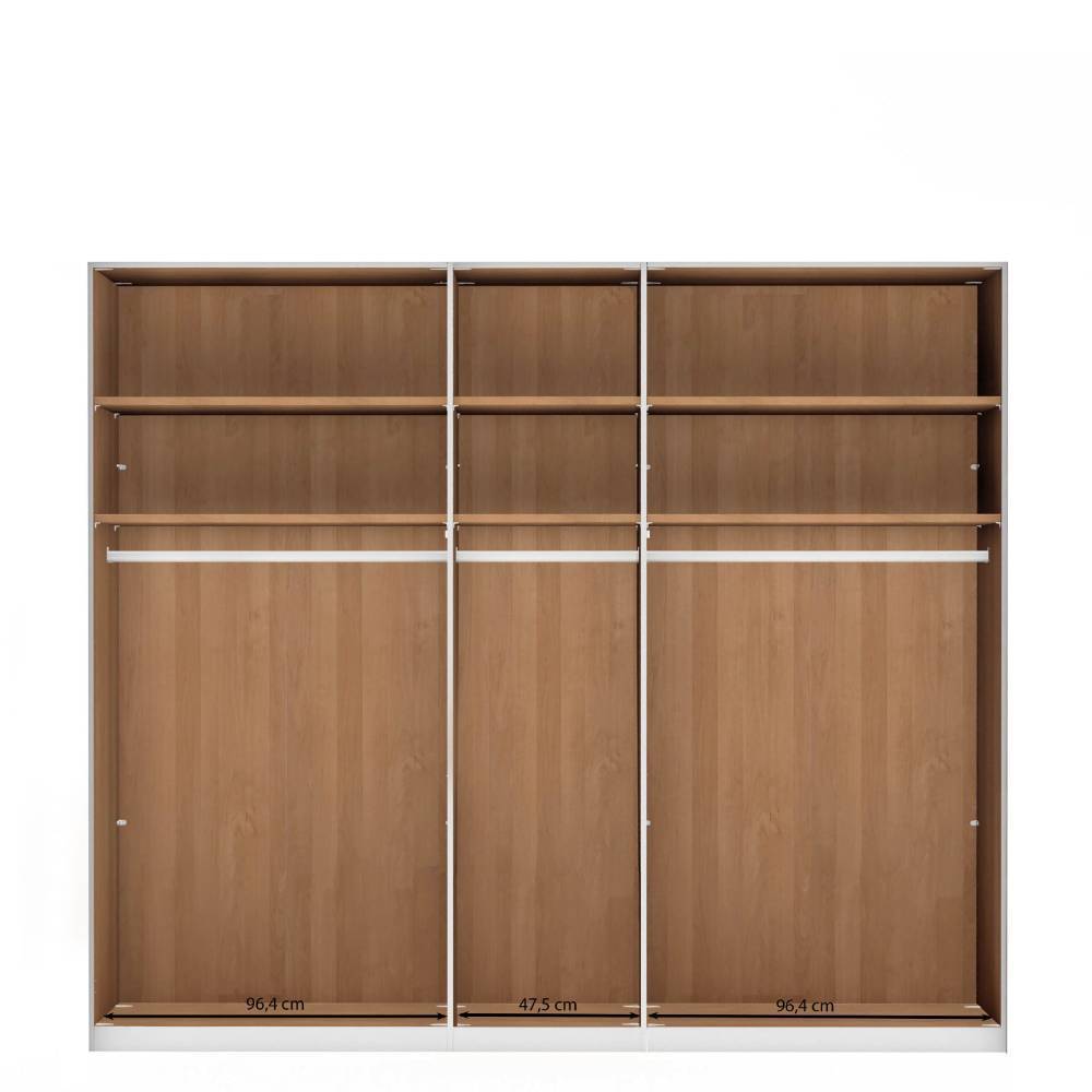 Drehtürschrank Merkur in modernem Design mit drei festen Kleiderstangen