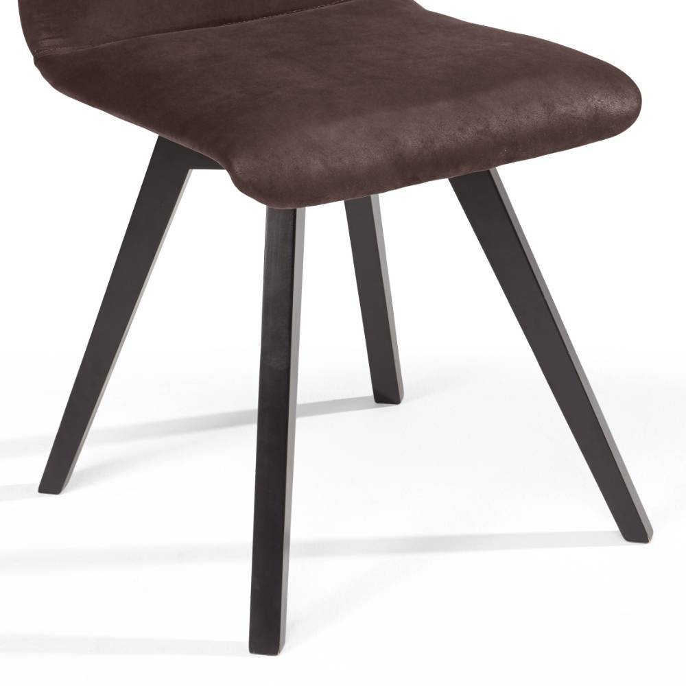 Polsterstuhl Esszimmer Curedo in Dunkelbraun mit Gestell aus Massivholz (2er Set)