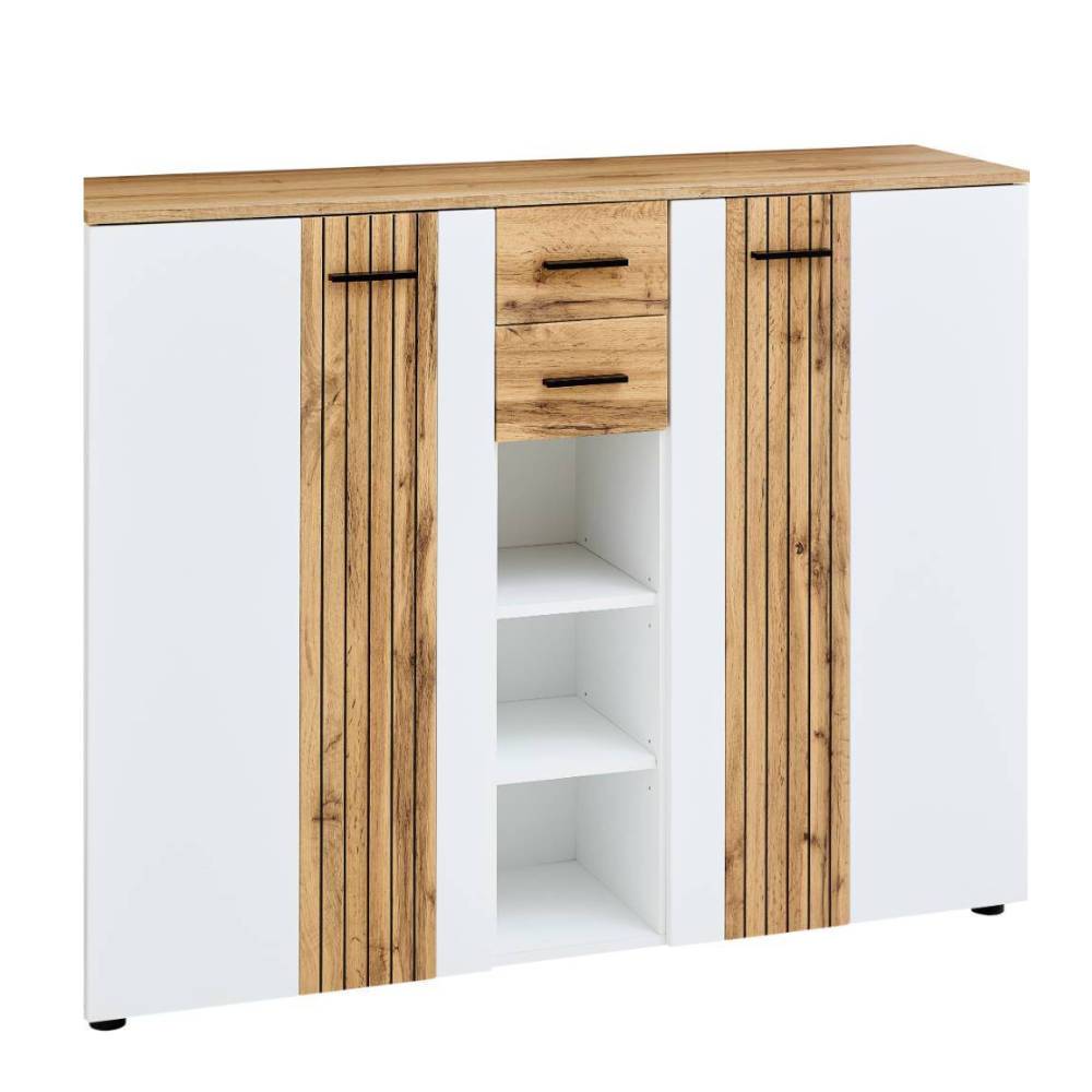 Highboard Alamo 135 cm breit mit drei offenen Fächern