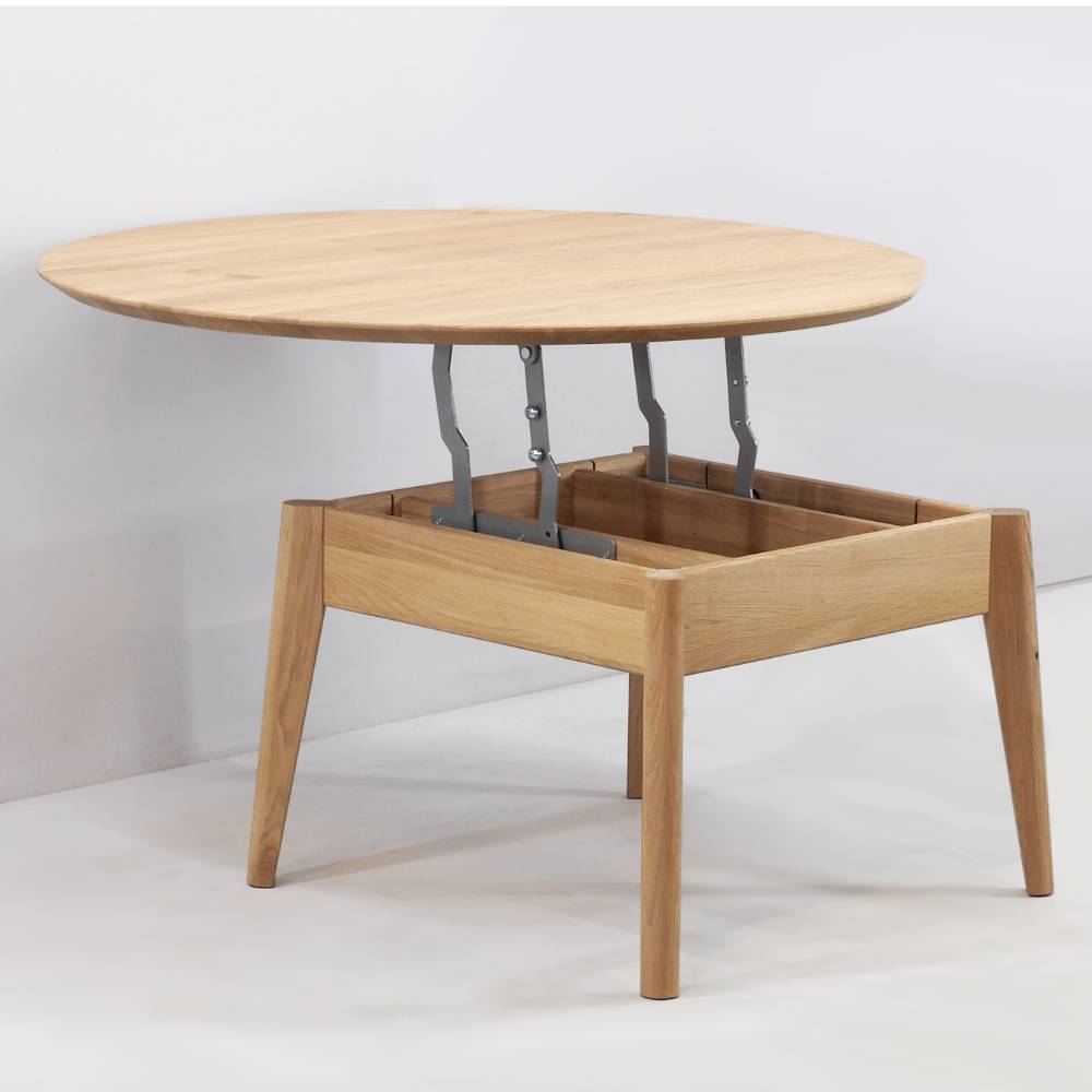 Salontisch Stilisto in runder Form aus Eiche Massivholz