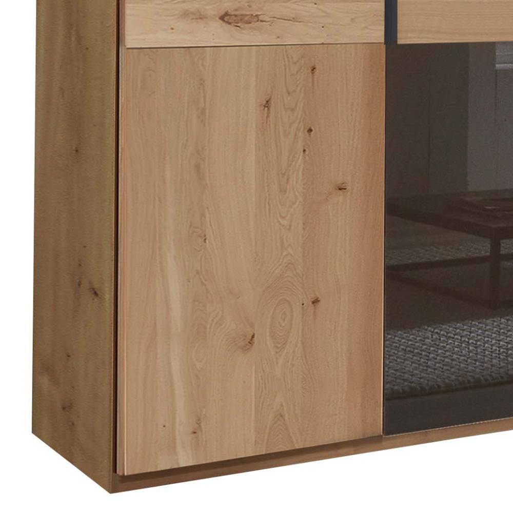 Moderner Kleiderschrank Merkur mit Drehtüren in Eiche Bianco & Dunkelbraun