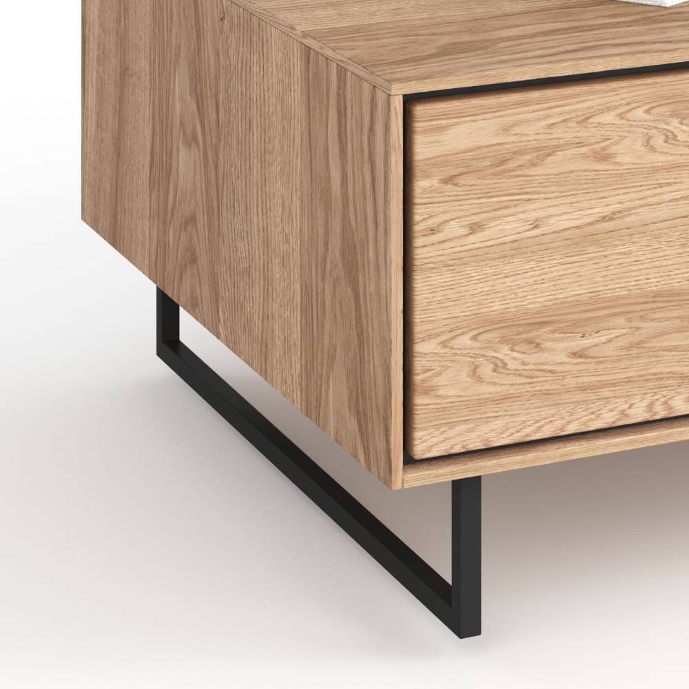Wohnzimmer Tisch Flo mit zwei Schubladen und Bügelgestell