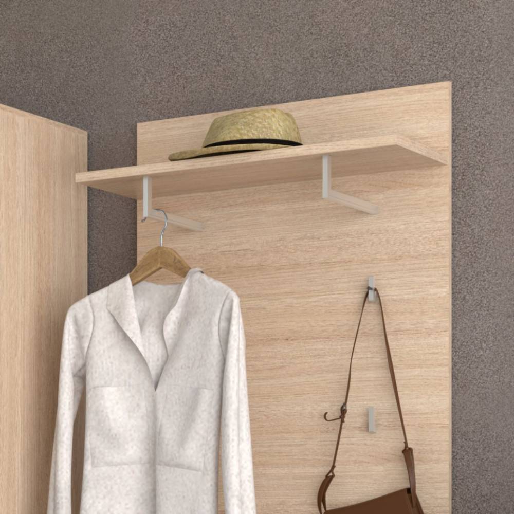 Komplett Garderobe Daniele in Eichefarben und Hellgrau (fünfteilig)