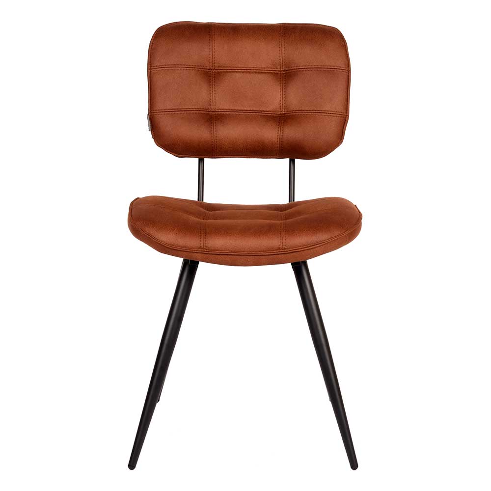 Microfaser Polsterstuhl Set Jiamano in Cognac Braun mit Steppungen (2er Set)