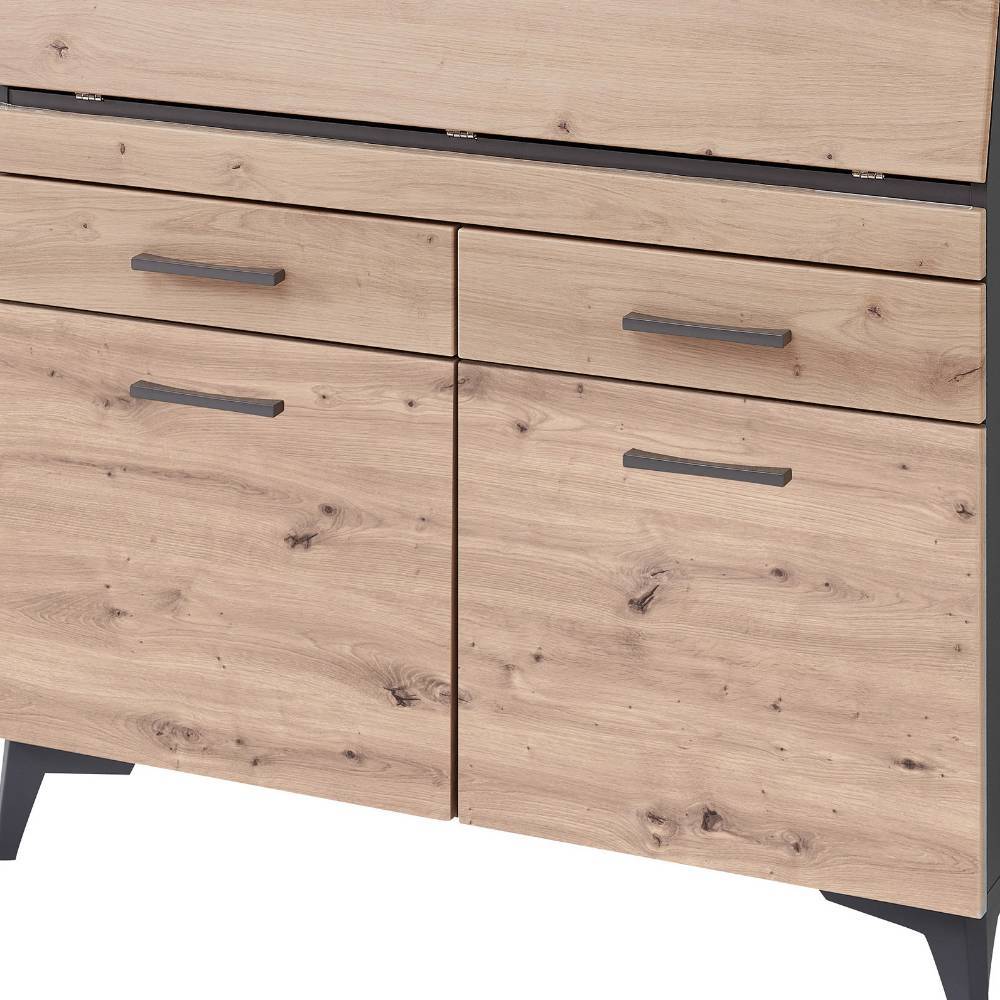 Sekretärschrank Chemba 124 cm hoch in Wildeichefarben