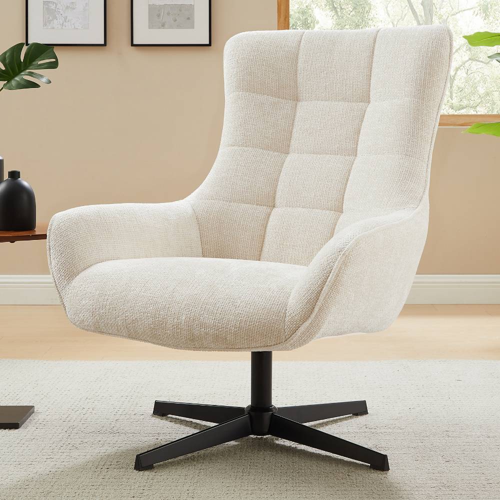 Sessel Capolyna in Beige aus Chenillegewebe